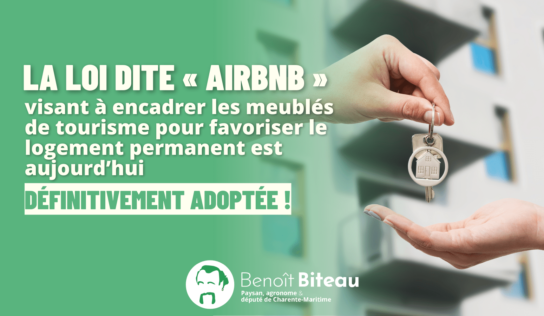 Adoption de la loi « Airbnb »